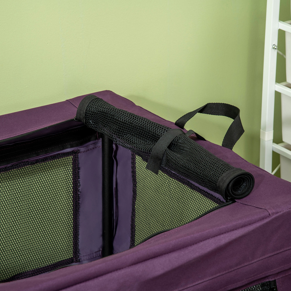 PawHut Purple Soft Side Medium Dog Pet Carrier with Cushion Image 3