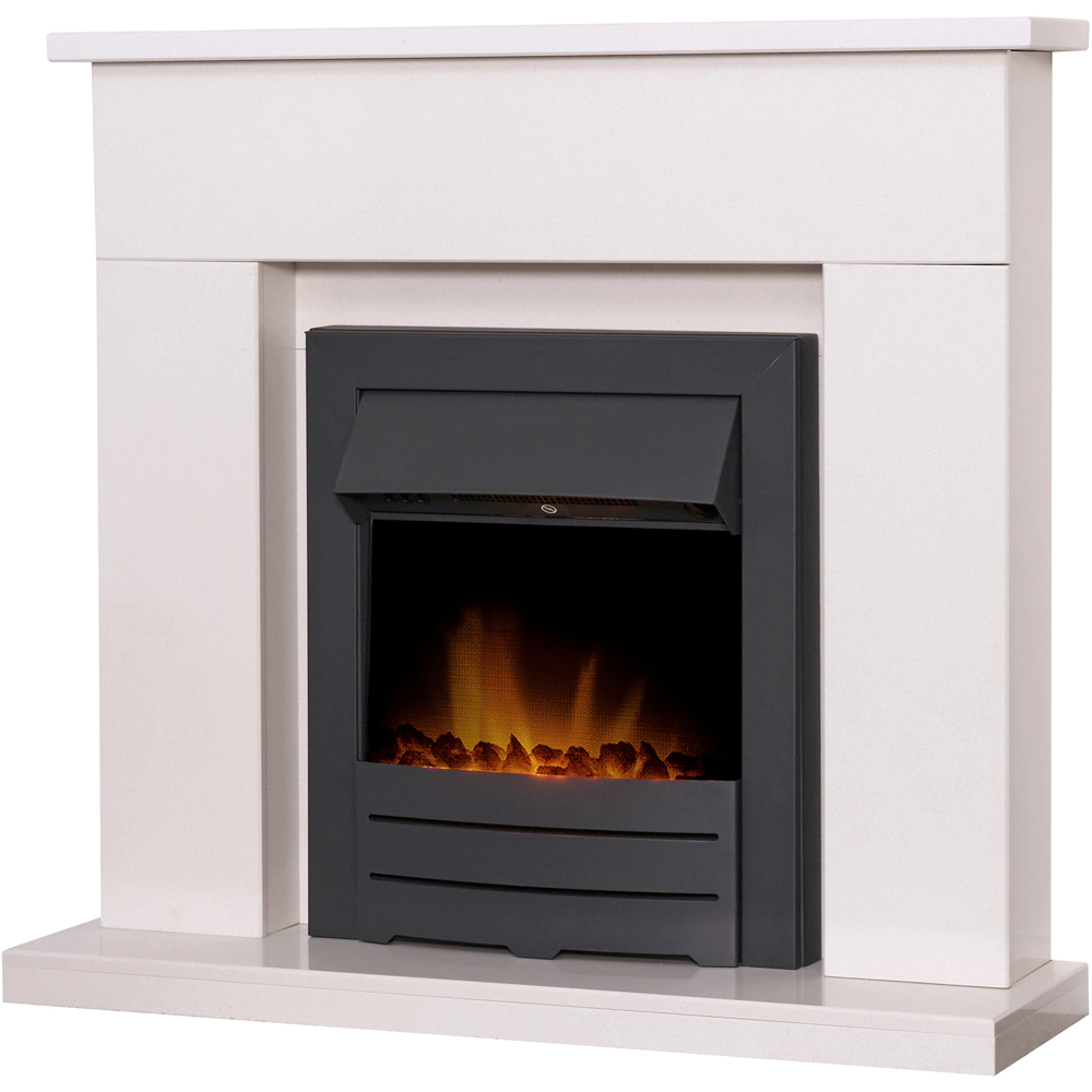 Adam Lomond White Marble and Black Fireplace with Colorado Electric Fire 39 inch Image 3