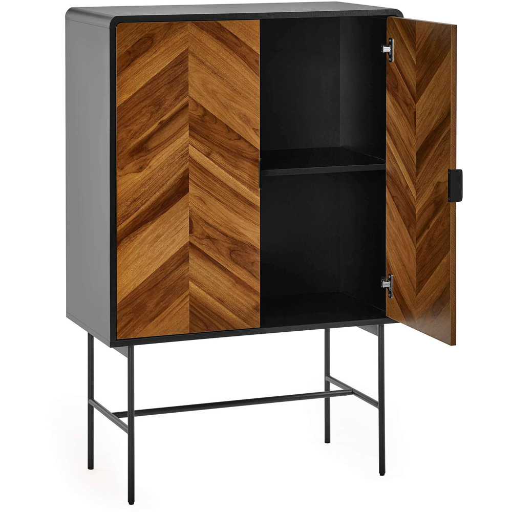 Julian Bowen Alvin 2 Door Black and Chevron Natural Wood Effect Storage Cabinet Image 4
