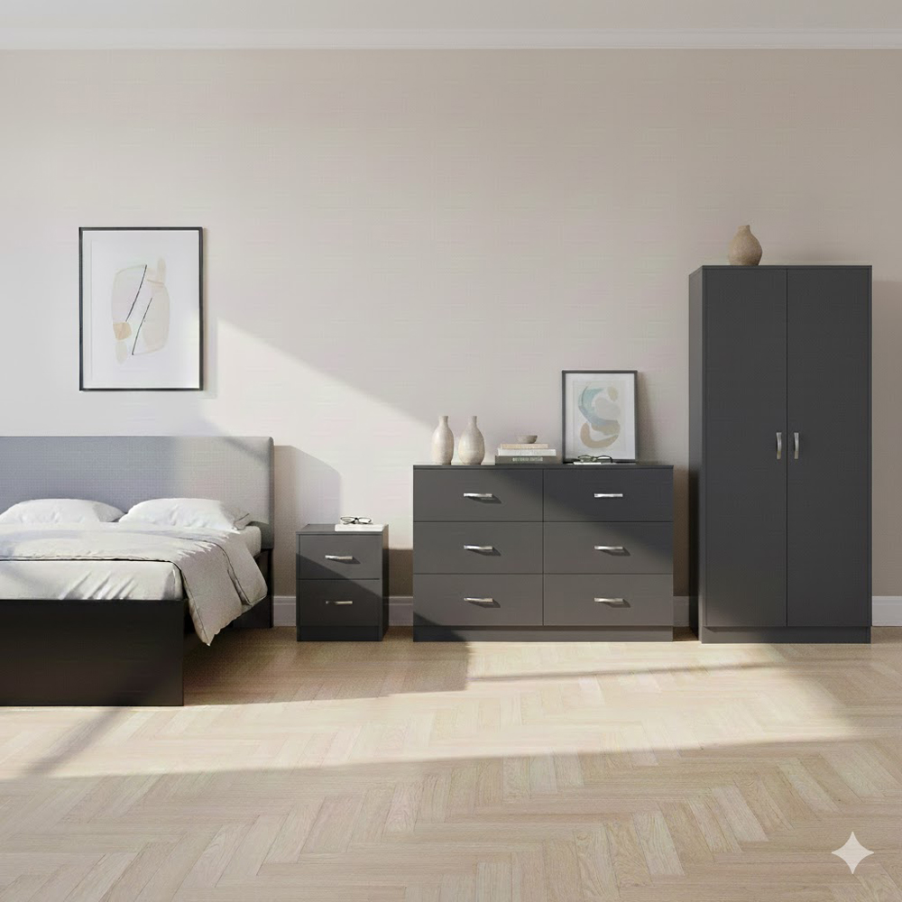 VIDA DESIGNS Riano Grey 3 Piece Bedroom Furniture Set Image 5
