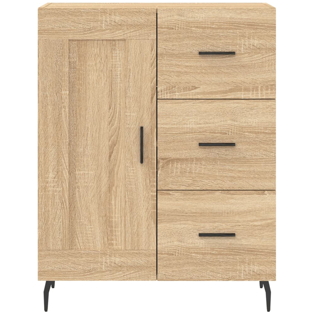 vidaXL Single Door 3 Drawer 3 Open Shelf Sonoma Oak Highboard with Metal Legs Image 8