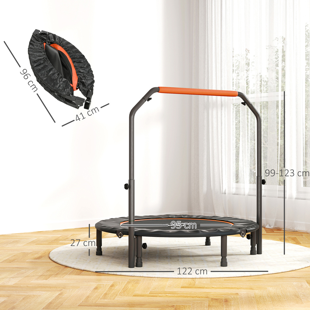 HOMCOM 4ft Orange Foldable Mini Trampoline with Adjustable Foam Handle Image 9