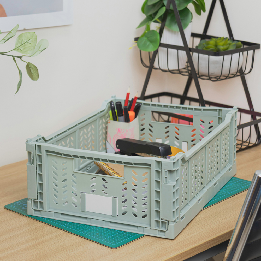 JVL Stackit Green Foldable Storage Crate 14.5L Image 2