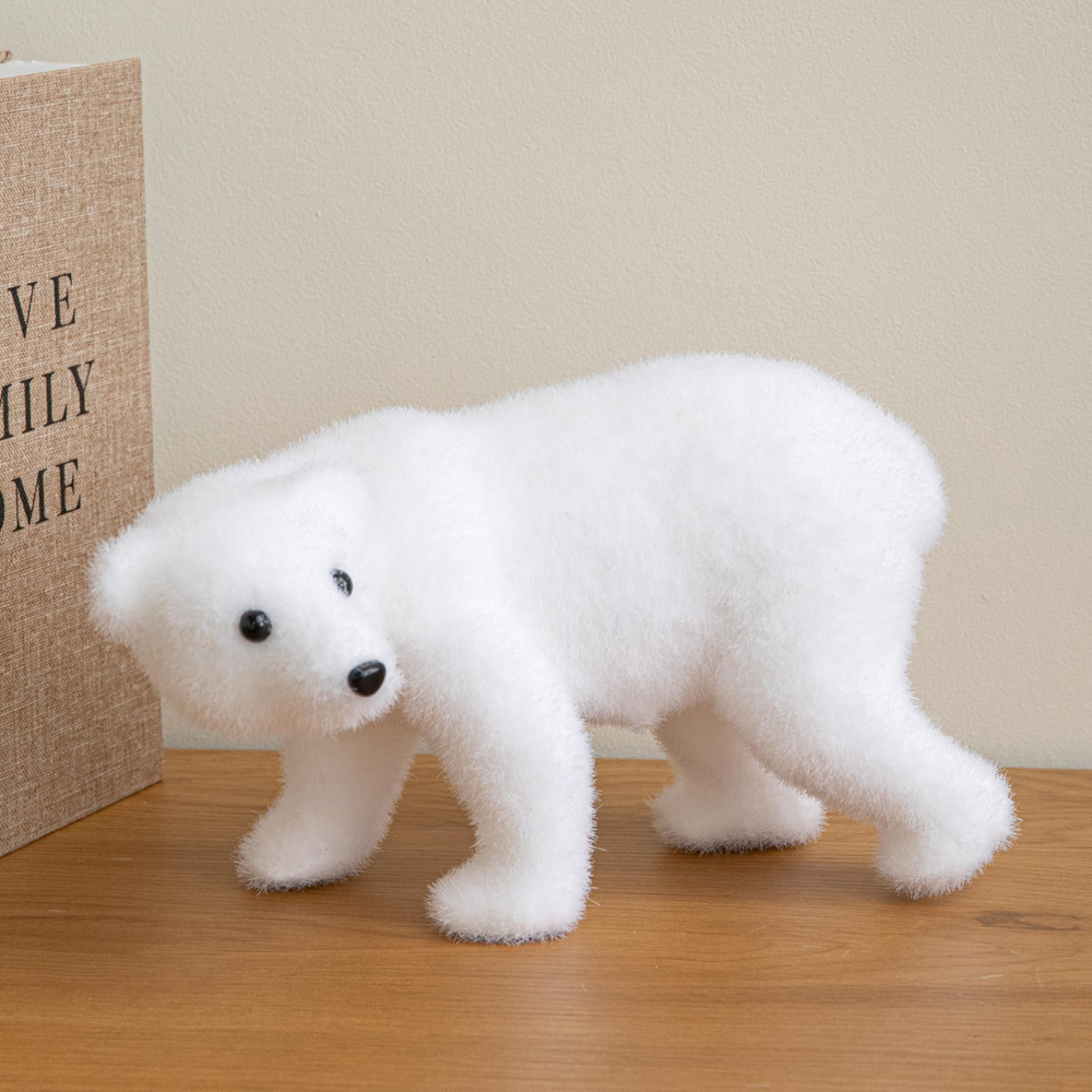 Samuel Alexander Freestanding Flocked Polar Bear Christmas Decoration 25cm Image 2