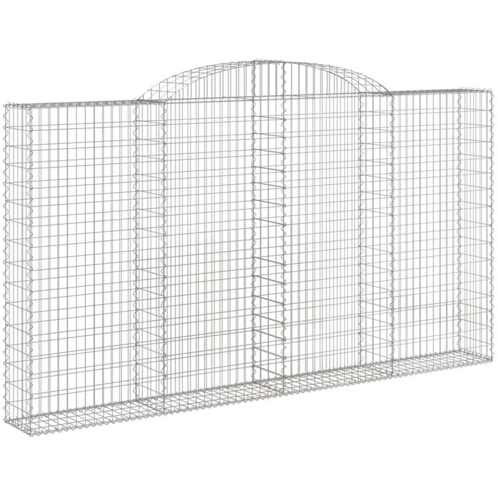 vidaXL Silver Galvanised Iron Arched Gabion Basket 300 x 30 x 160/180cm 7 Pack Image 1