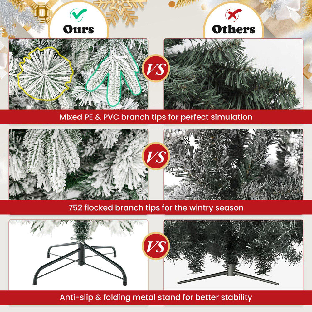 Costway Pre Lit Warm White LED Artificial Christmas Tree 6ft Image 7