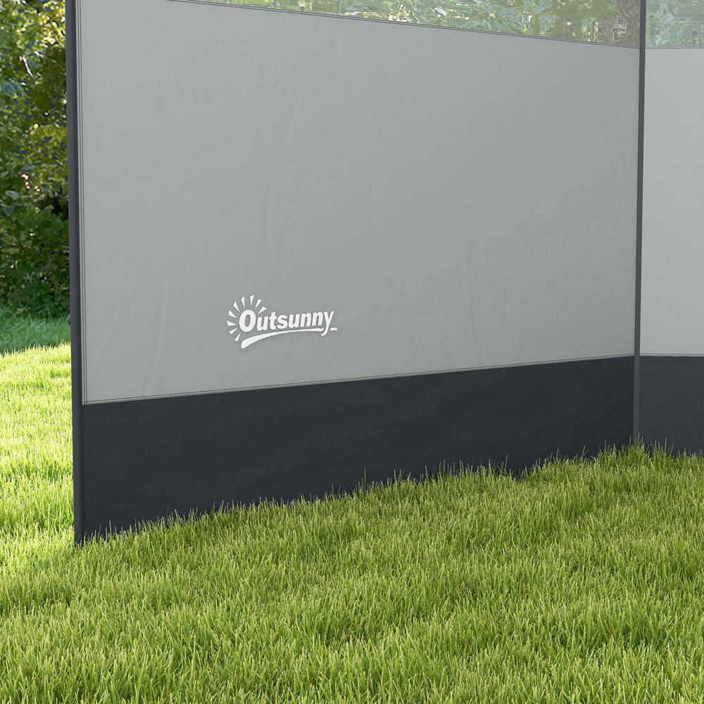 Outsunny Grey Camping Windbreak with Clear Windows and Carry Bag 4.4 x 1.4m Image 4