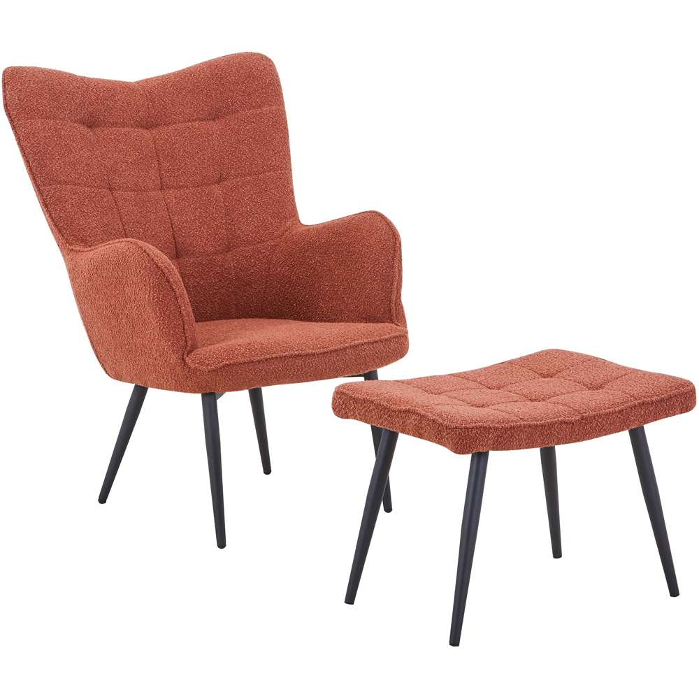 Paris Boucle Copper Armchair and Footstool Set Image 2