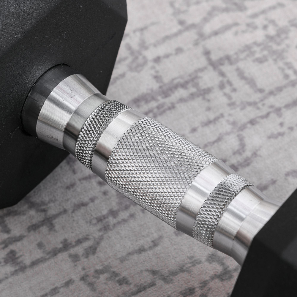 HOMCOM Black Hexagonal Rubber Dumbbell 12.5kg Image 3