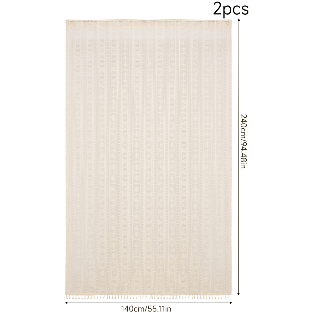 Living and Home Beige Bohemian Semi Sheer 2 Panel Curtain 140 x 240cm Image 9