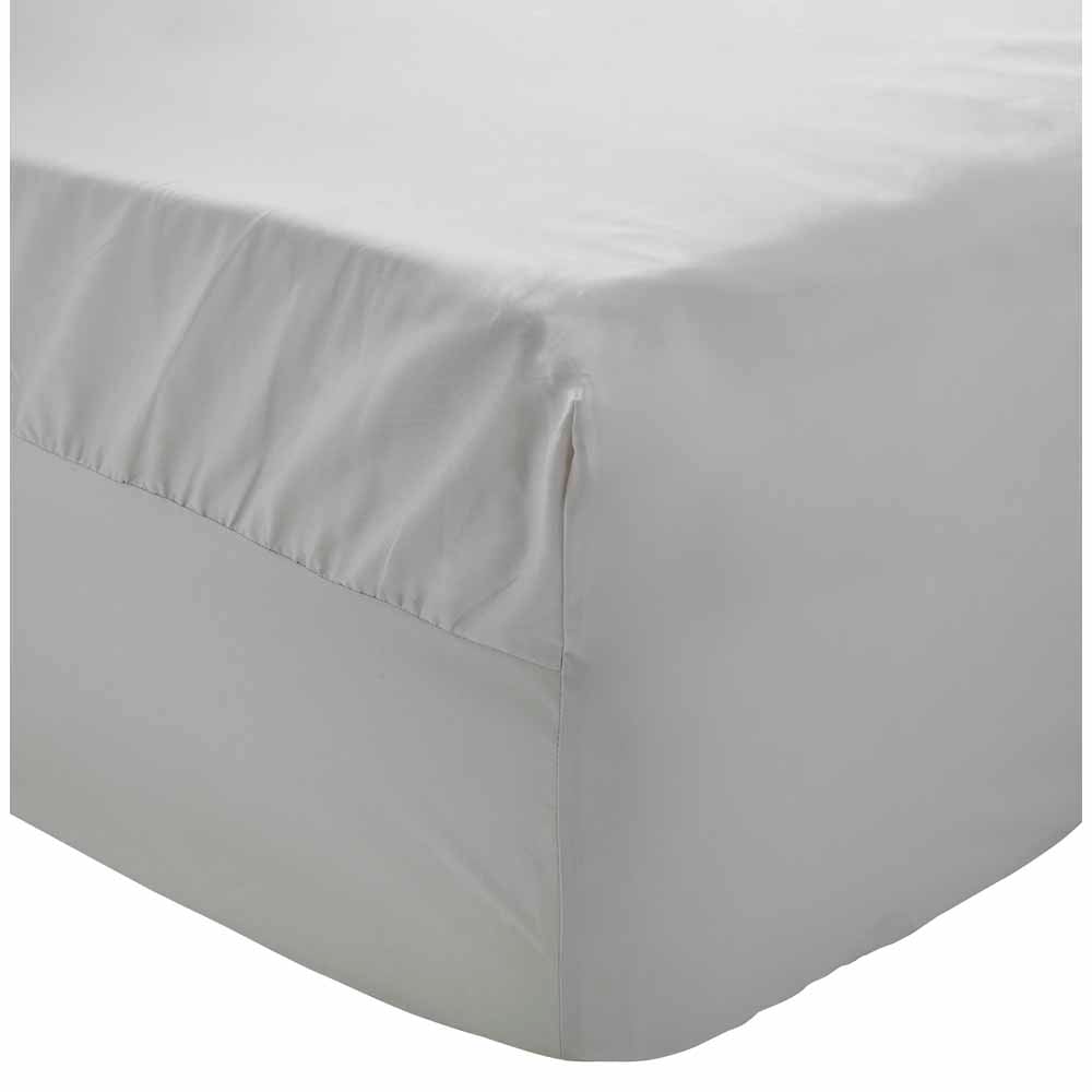 Wilko 100% Cotton Silver Single Fitted Sheet Image 1