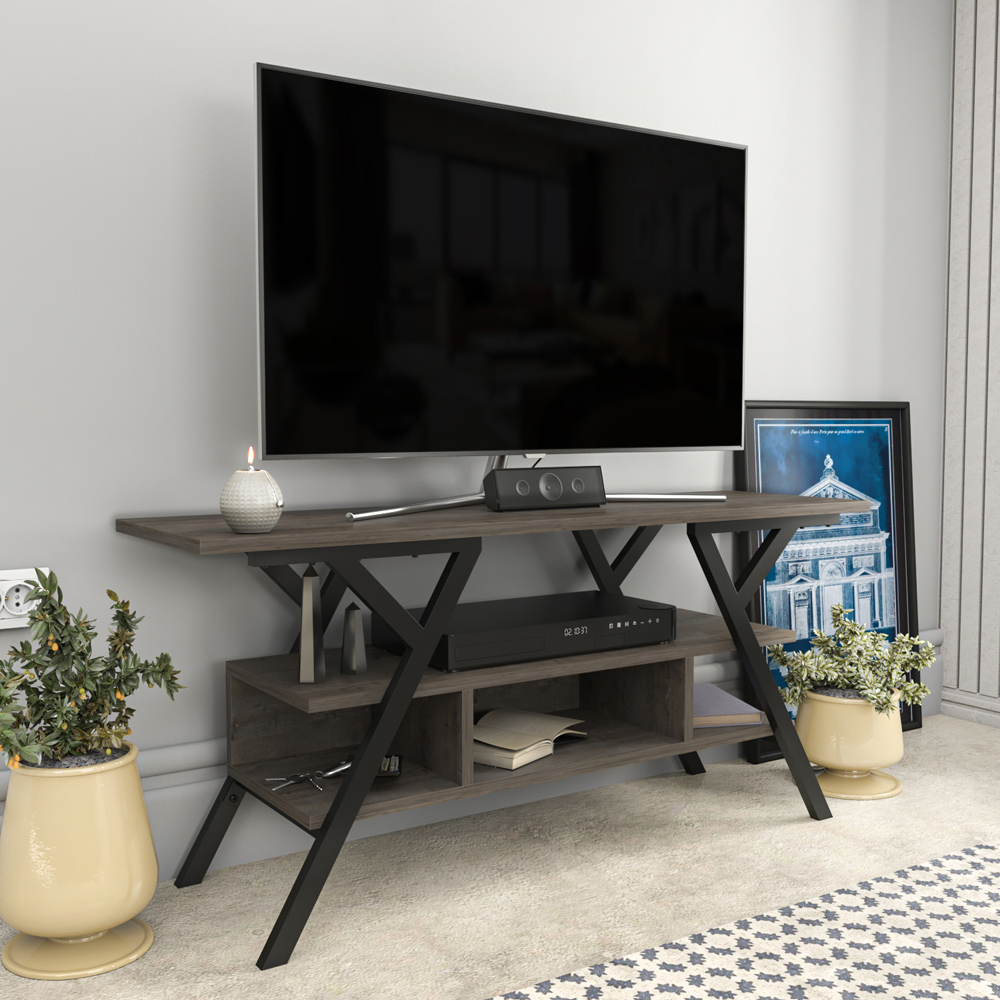 Decorotika Minerva 4 Shelf Black Wenge TV Stand for 55 inch TV Image 6