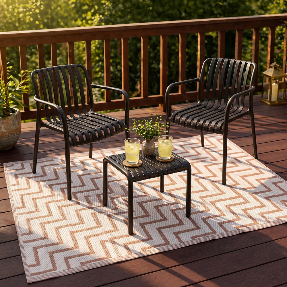Jack Stonehouse Rust Red Zig-Zag Waterproof Anti-Slip Outdoor Rug 120 x 180cm Image 2