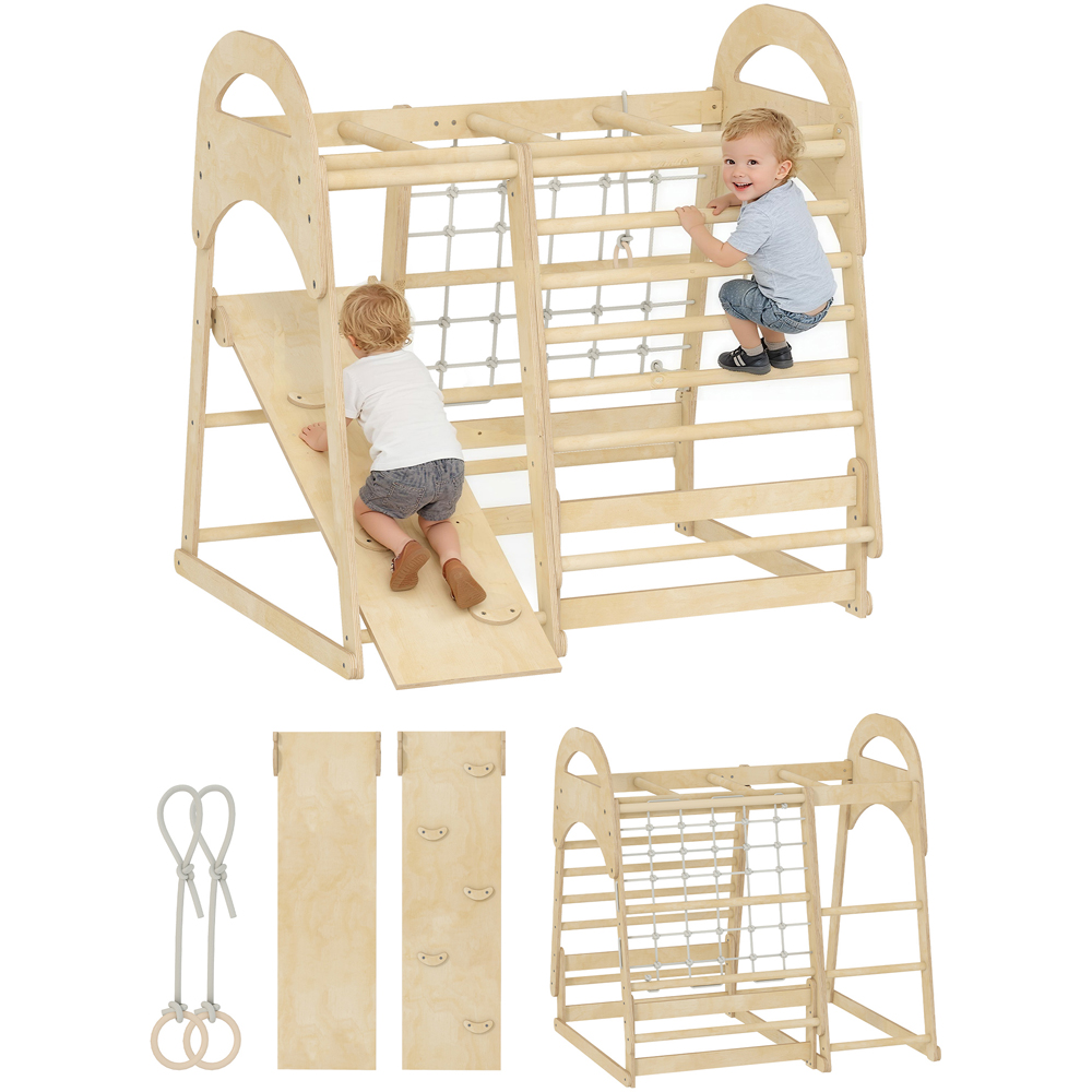 Tommy Toys AIYAPLAY 6-in-1 Kids Indoor Climbing Frame with Slide Monkey Bars and Ladder Image 3
