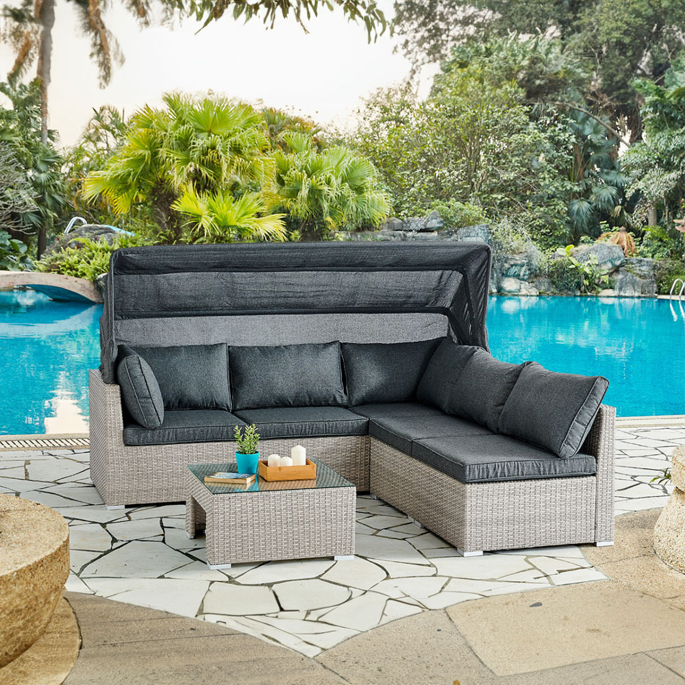 Home Detail Rhodes 5 Seater Grey Rattan Sofa Set with Cover Image 7