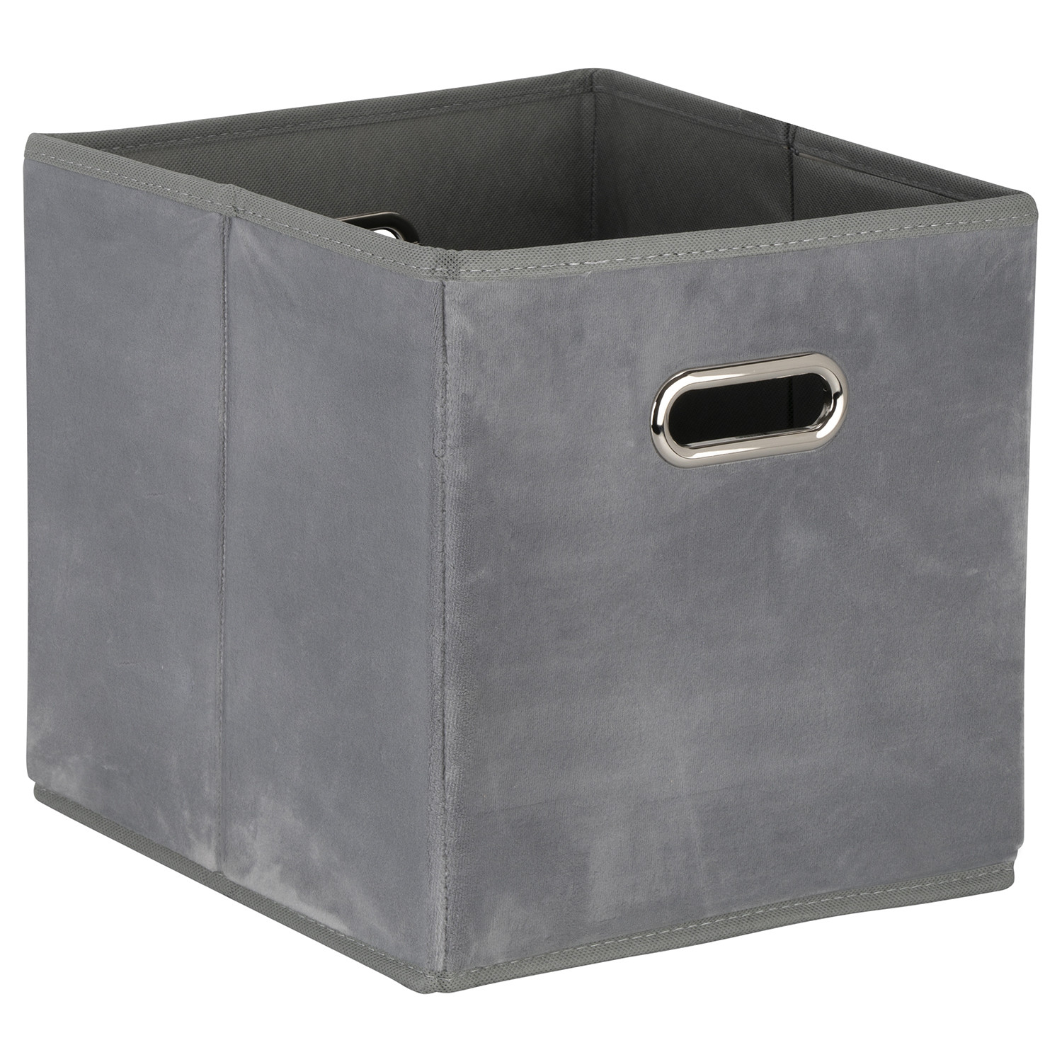 Grey Velvet Storage Cube Image 1