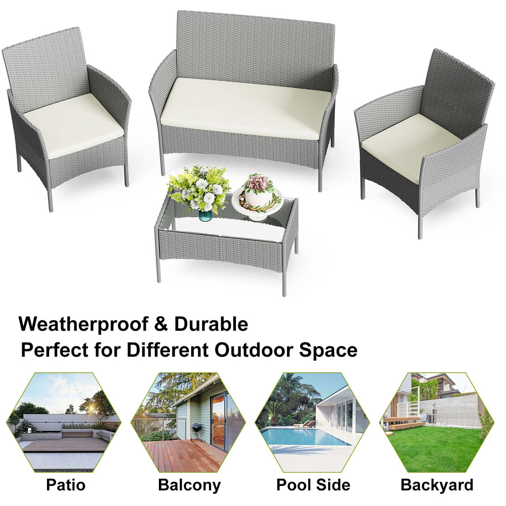 Rattrix 4 Seater Grey Rattan Garden Furniture Set with Cushion Image 7