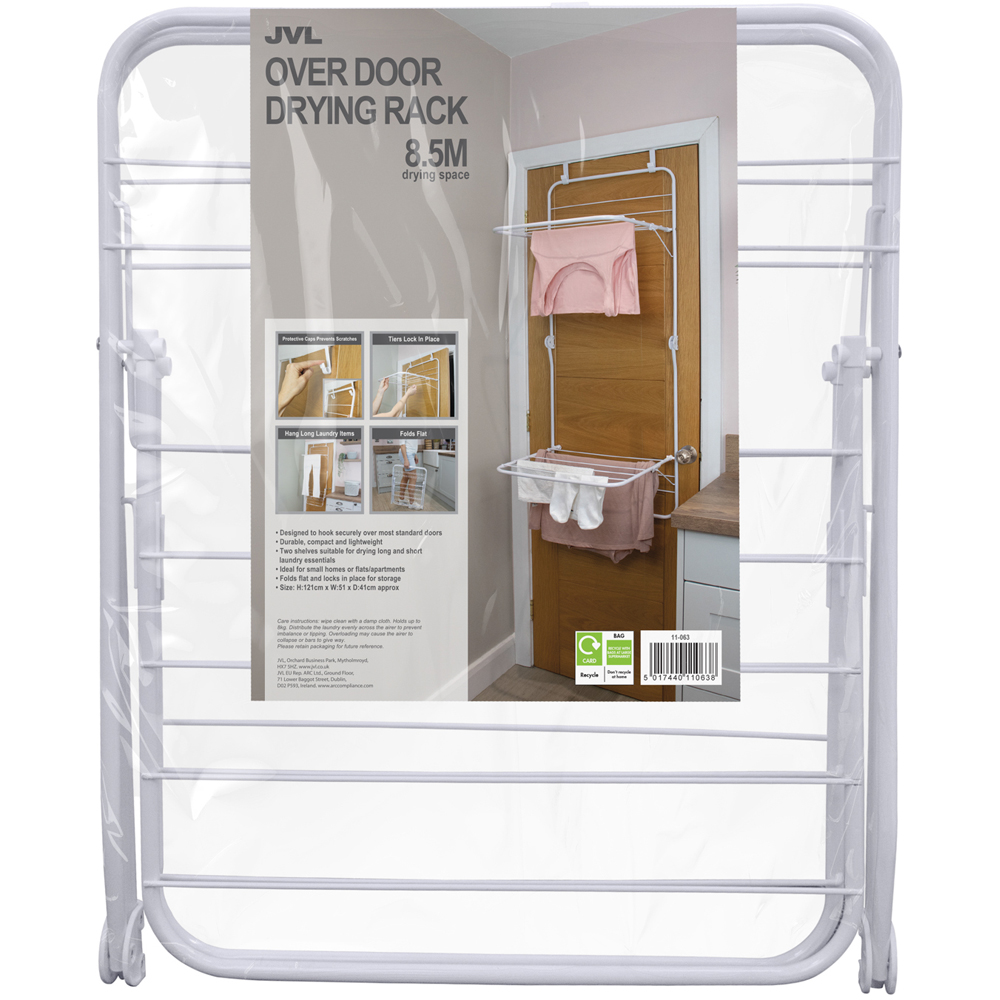 JVL White Over Door Clothes Drying Rack 8.5m Image 3