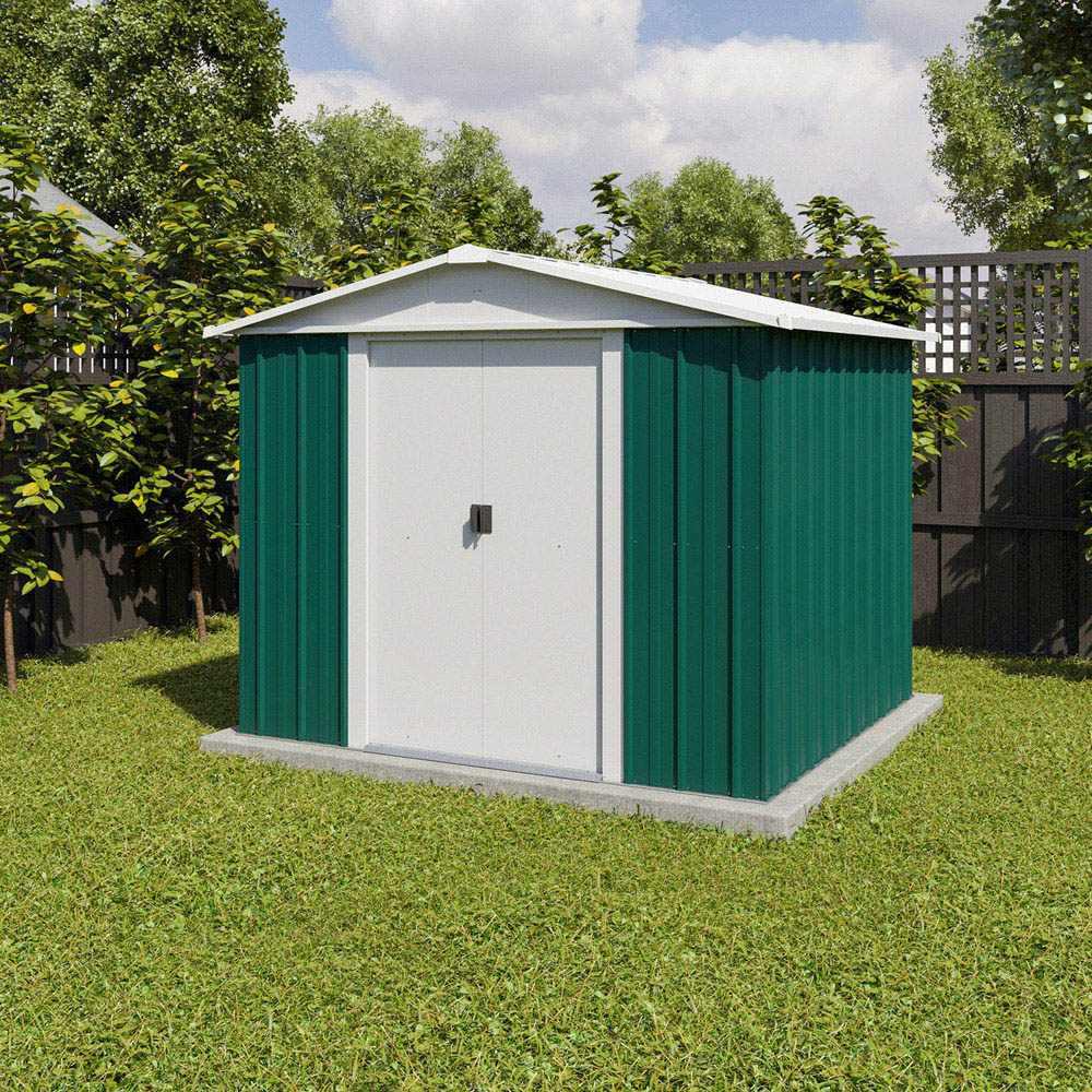 Yardmaster 8 x 7ft Emerald Green Apex Metal Storage Shed Image 2