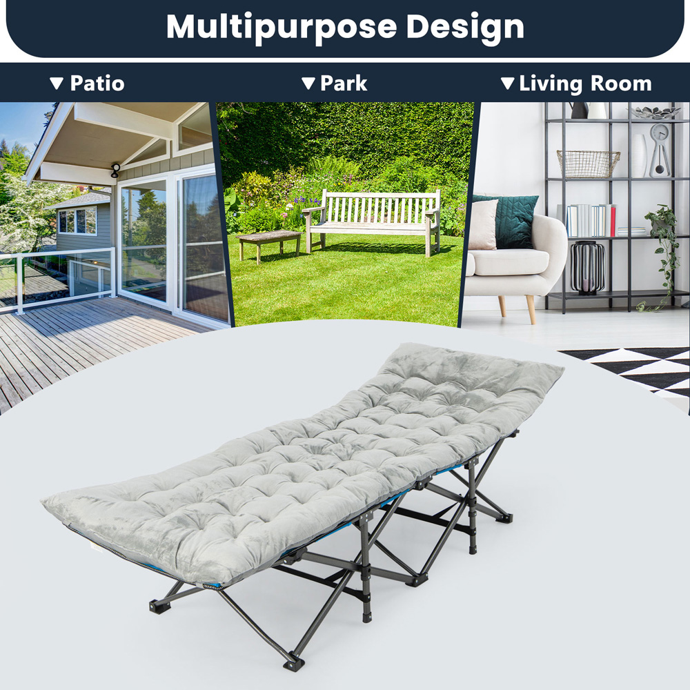 Costway Grey Crystal Velvet Outdoor Camping Mattress Image 3