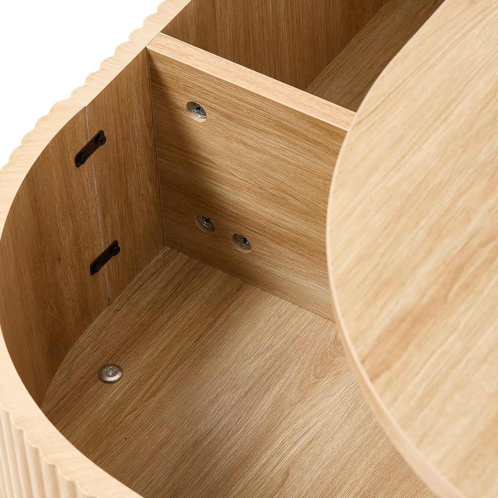 Living and Home Natural Oval Lift-Top Coffee Table with Hidden Storage Image 6