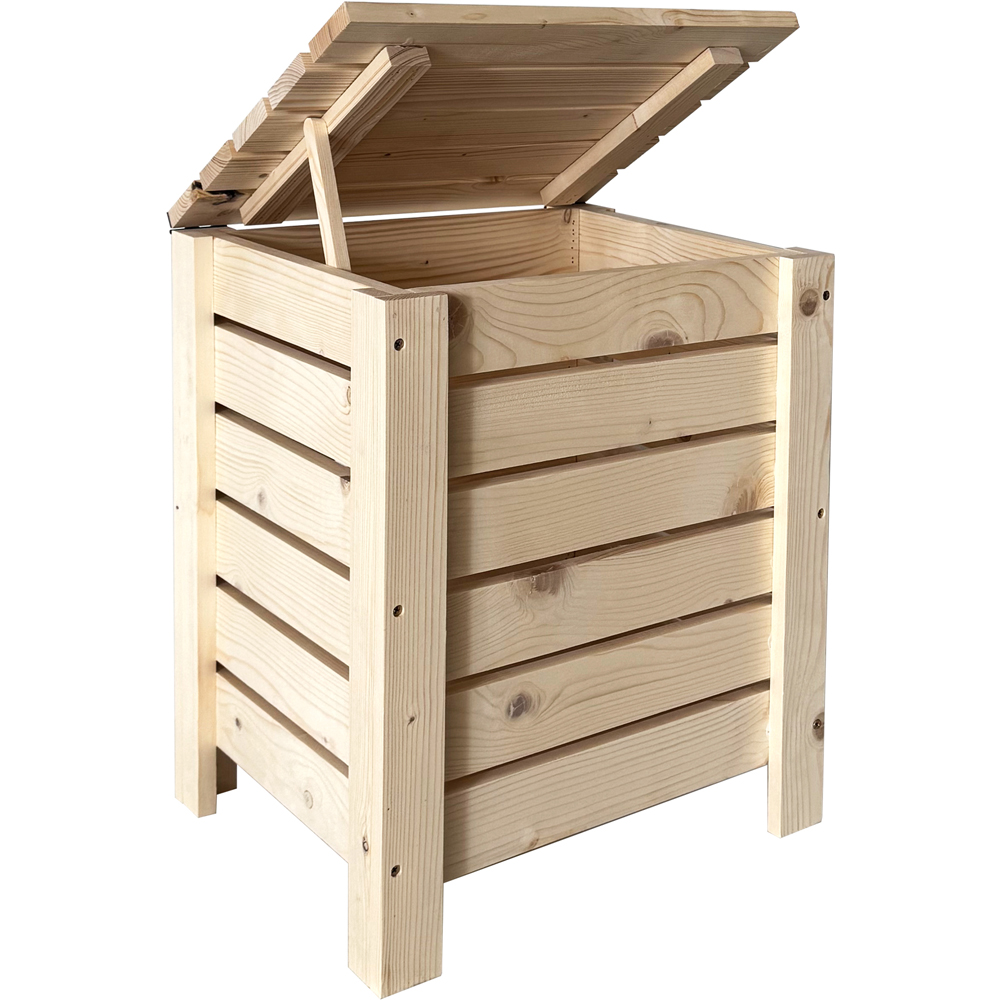Core Products Natural Pre-Sanded Solid Pine Slatted Narrow Storage Box with Lid Image 4