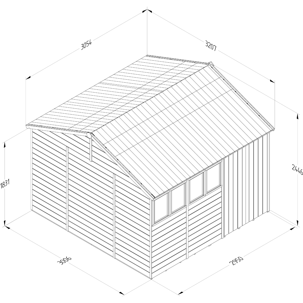 Forest Garden Timberdale 10 x 10ft 2 Opening Tongue and Groove Reverse Apex Garden Shed Image 9