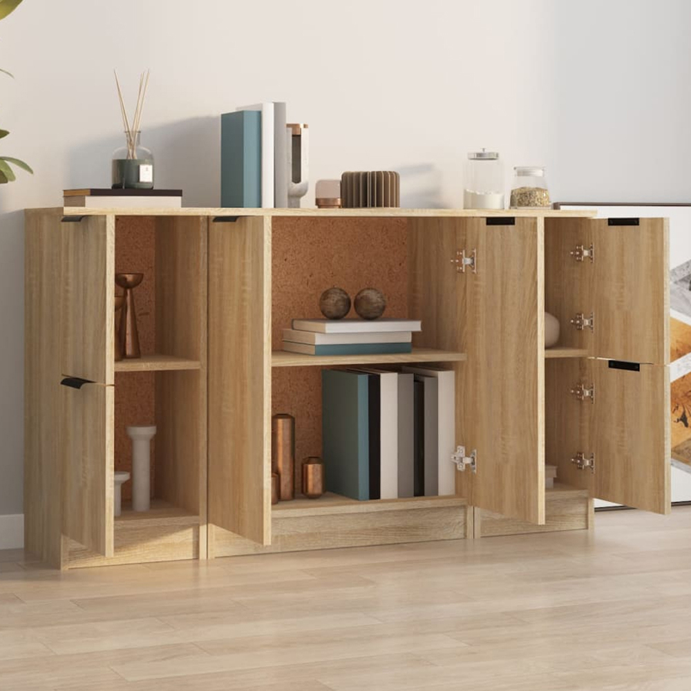 vidaXL 6 Door Sonoma Oak Sideboard 3 Piece Image 1