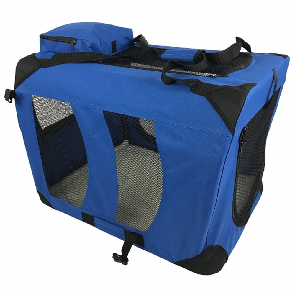 Folding Soft Crate Fabric Pet Carrier - Blue - Medium Image 4