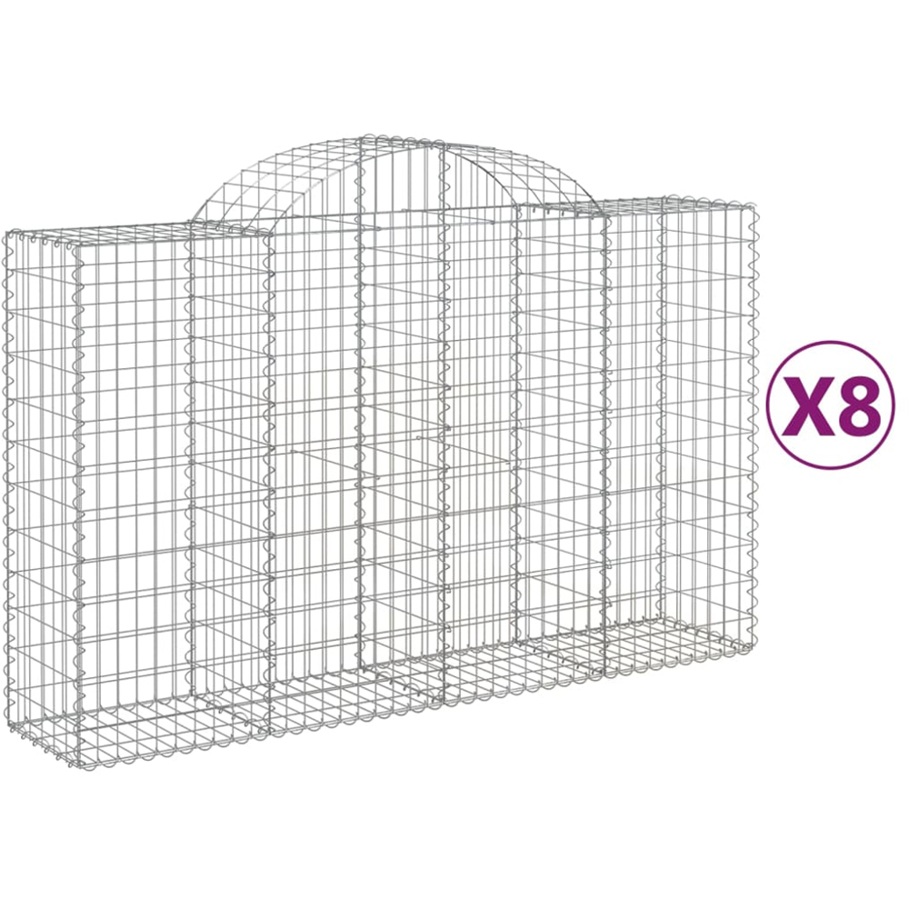 vidaXL Silver Galvanised Iron Arched Gabion Basket 120/140 x 50 x 200cm 8 Pack Image 4
