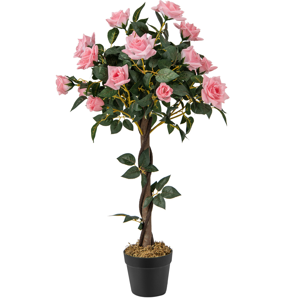 Costway Pine Rose Artificial Tree In Pot 3ft Image 1