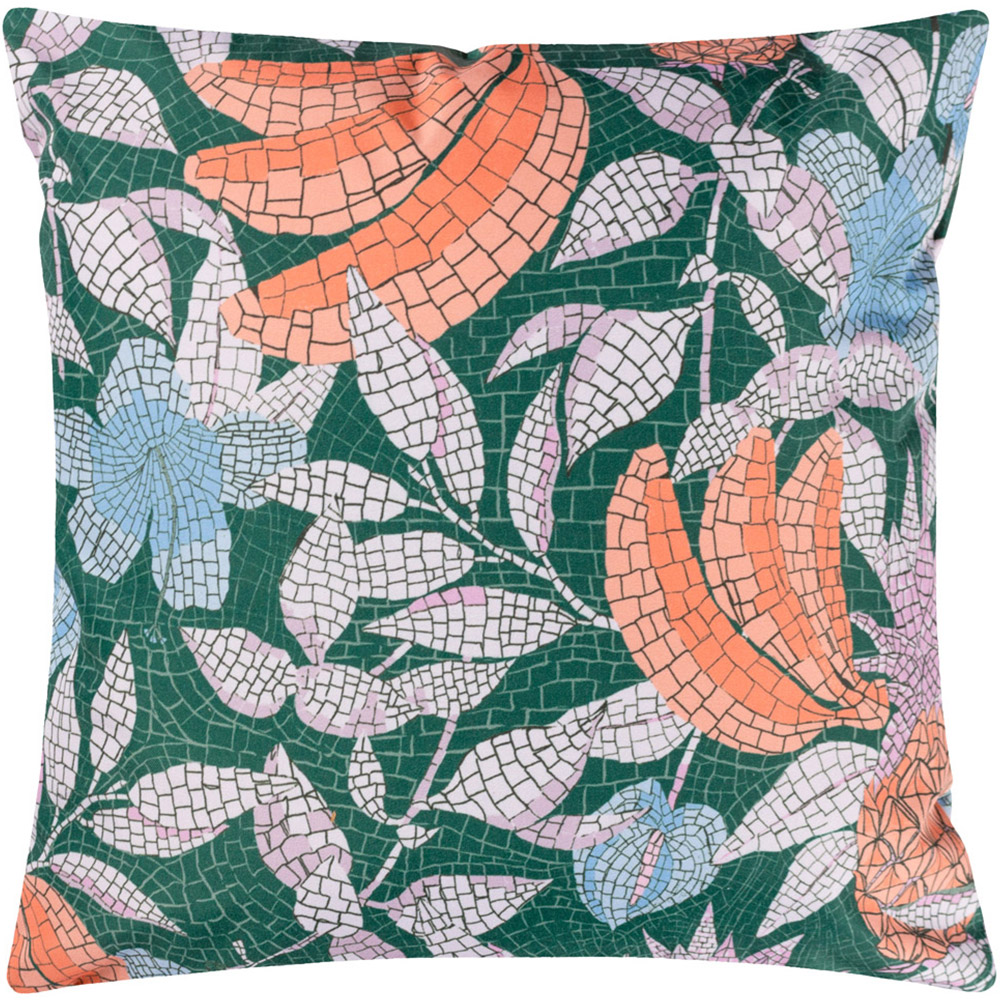 furn. Cypressa Jade Floral Mosaic Outdoor Cushion Image 1