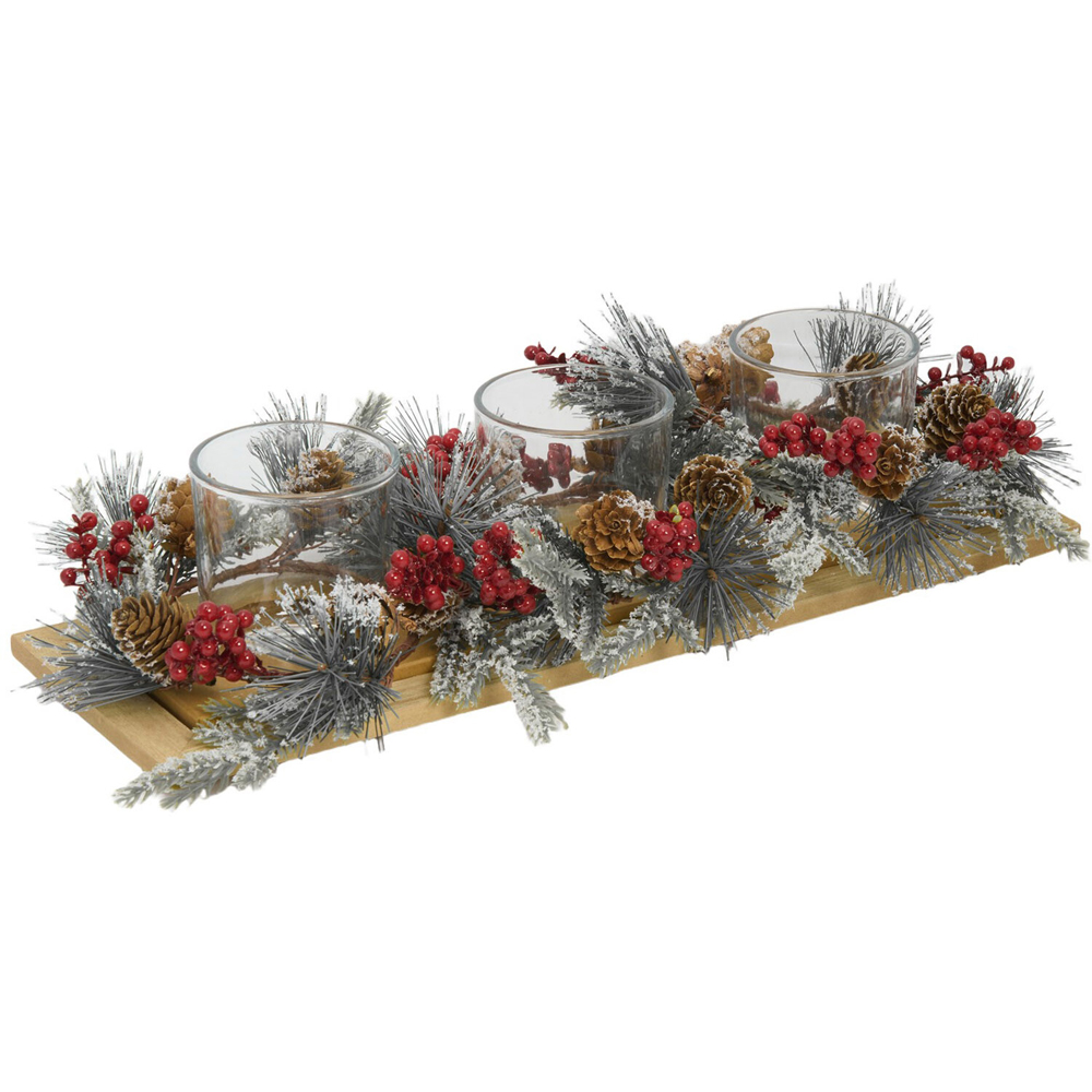 Berry and Fir Triple Candleholder Image 4