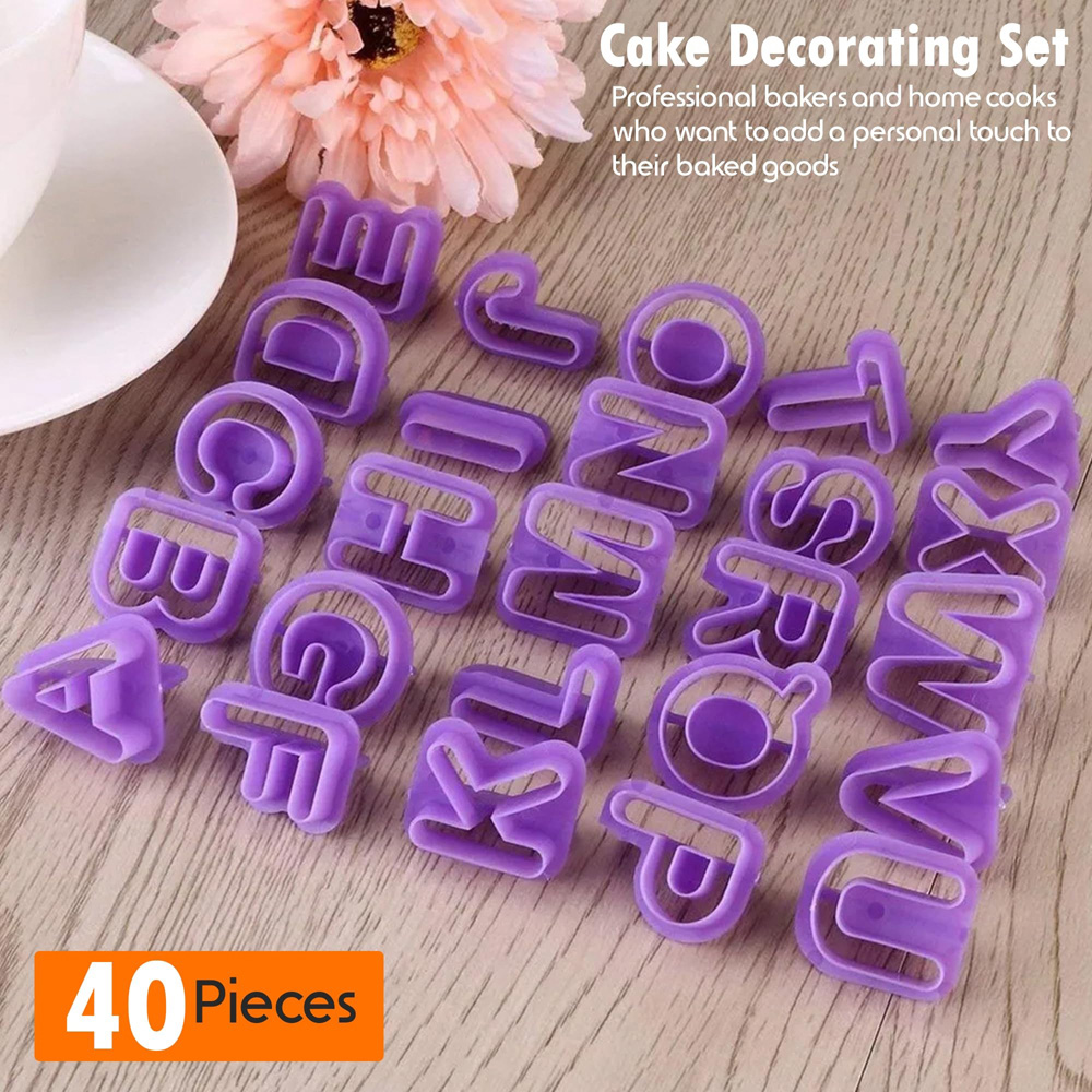 ATEK 40 Piece Fondant Cutters Cake Decorating Letter Number and Symbol Set Image 8