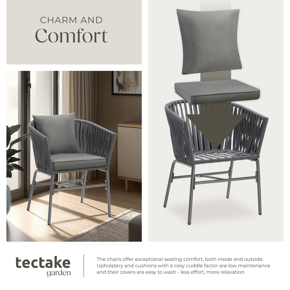 tectake Valeiras Set of 6 Woven Rope Design Accent Chair Image 7