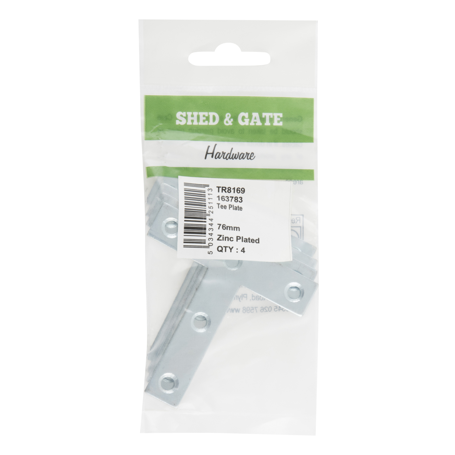 Hiatt 75mm Zinc Plated Tee Plate 4 Pack Image 1