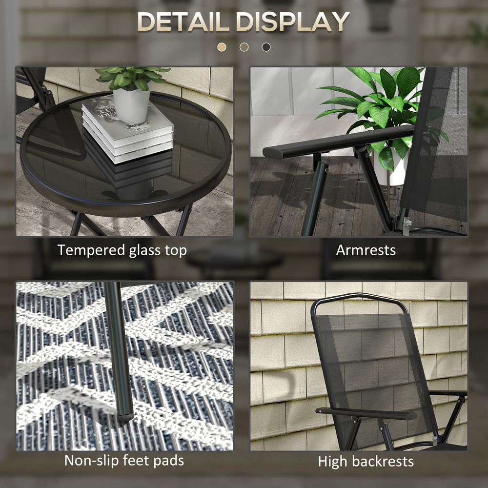 Outsunny 2 Seater Bistro Set Black Image 7