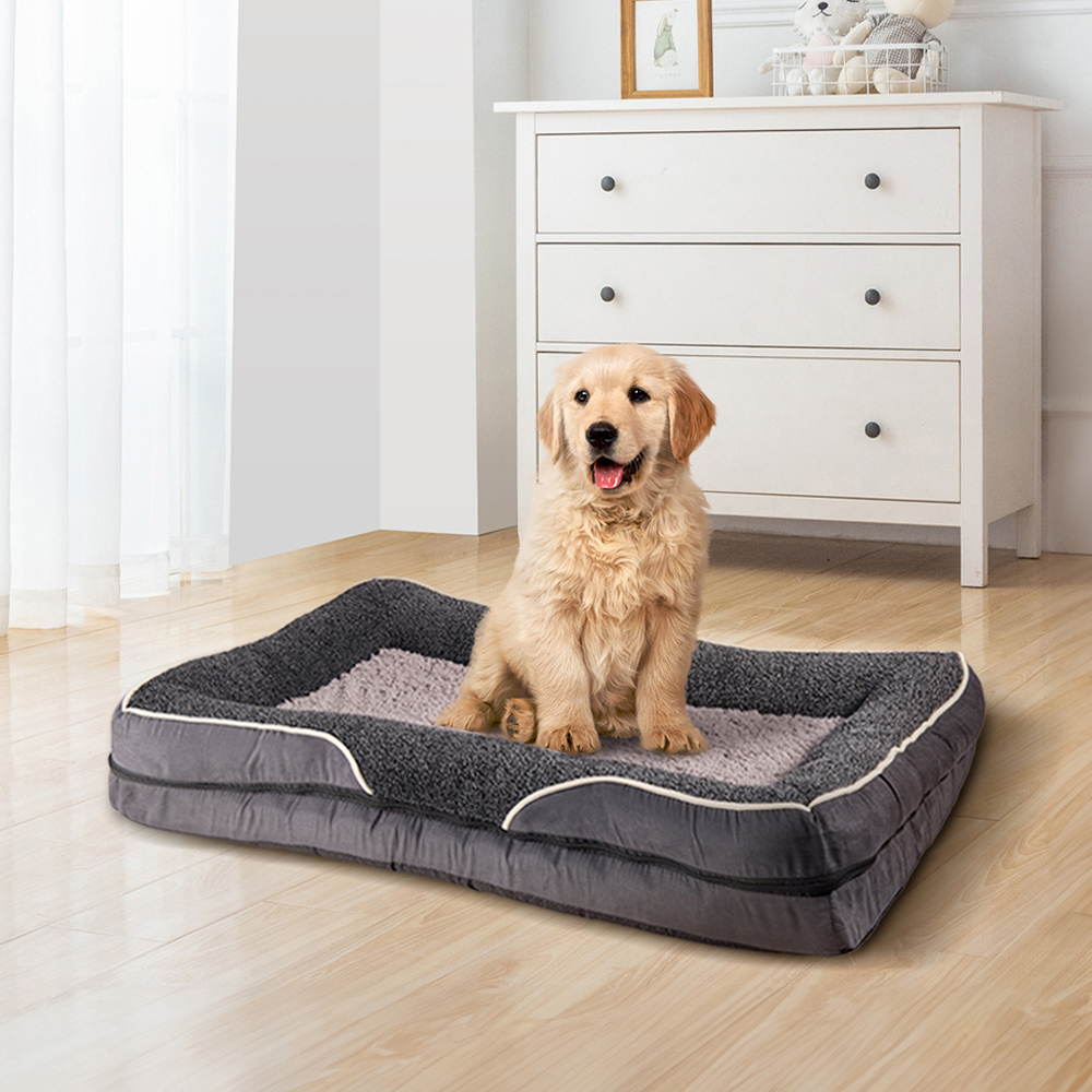 H&O Direct 75cm Dark Grey Warm Cushioned Plush Pet Bed Image 2