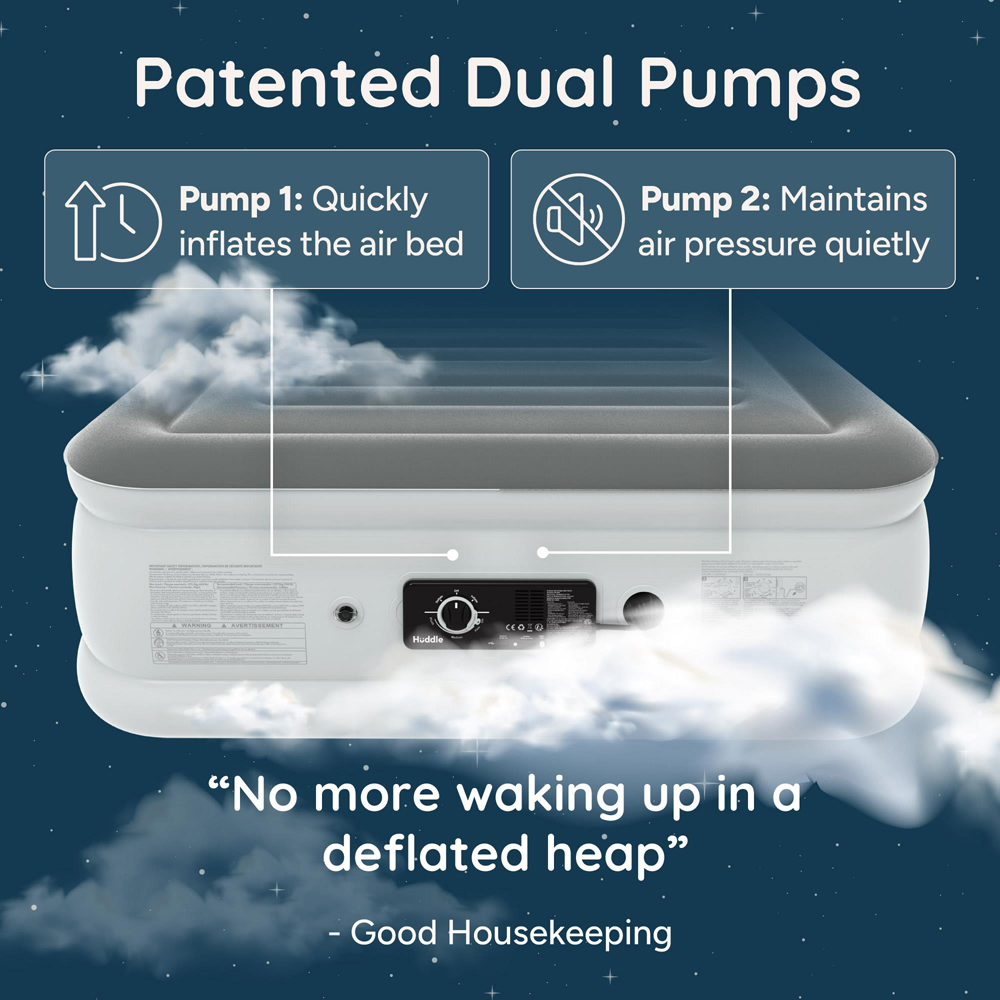 Huddle King Size Never Deflate Airbed with Dual-Action Pump Carry Bag and USB Plug Image 3