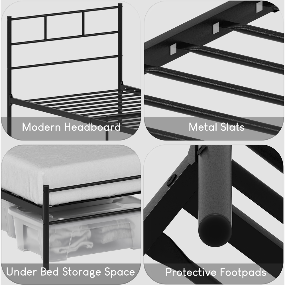 Vida Designs Dorset Single Black Metal Bed Frame Image 5