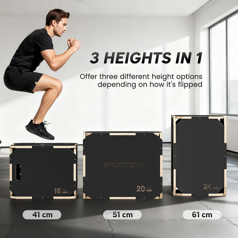 SPORTNOW Non-Slip Corner-free Wooden Plyo Box 41 x 61 x 51cm Image 9