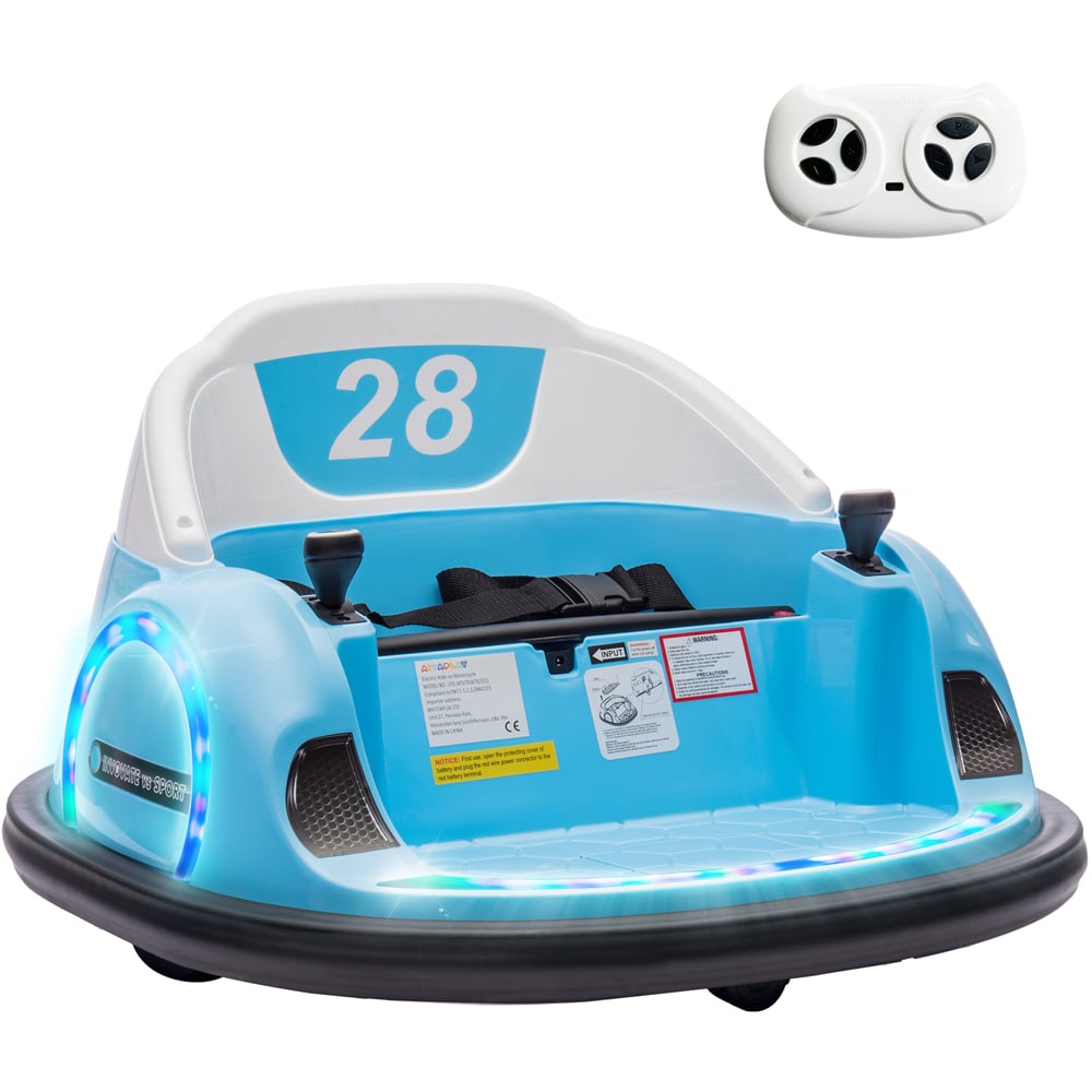 AIYAPLAY Kids Light Blue Bumper Car with Remote Control Image 1