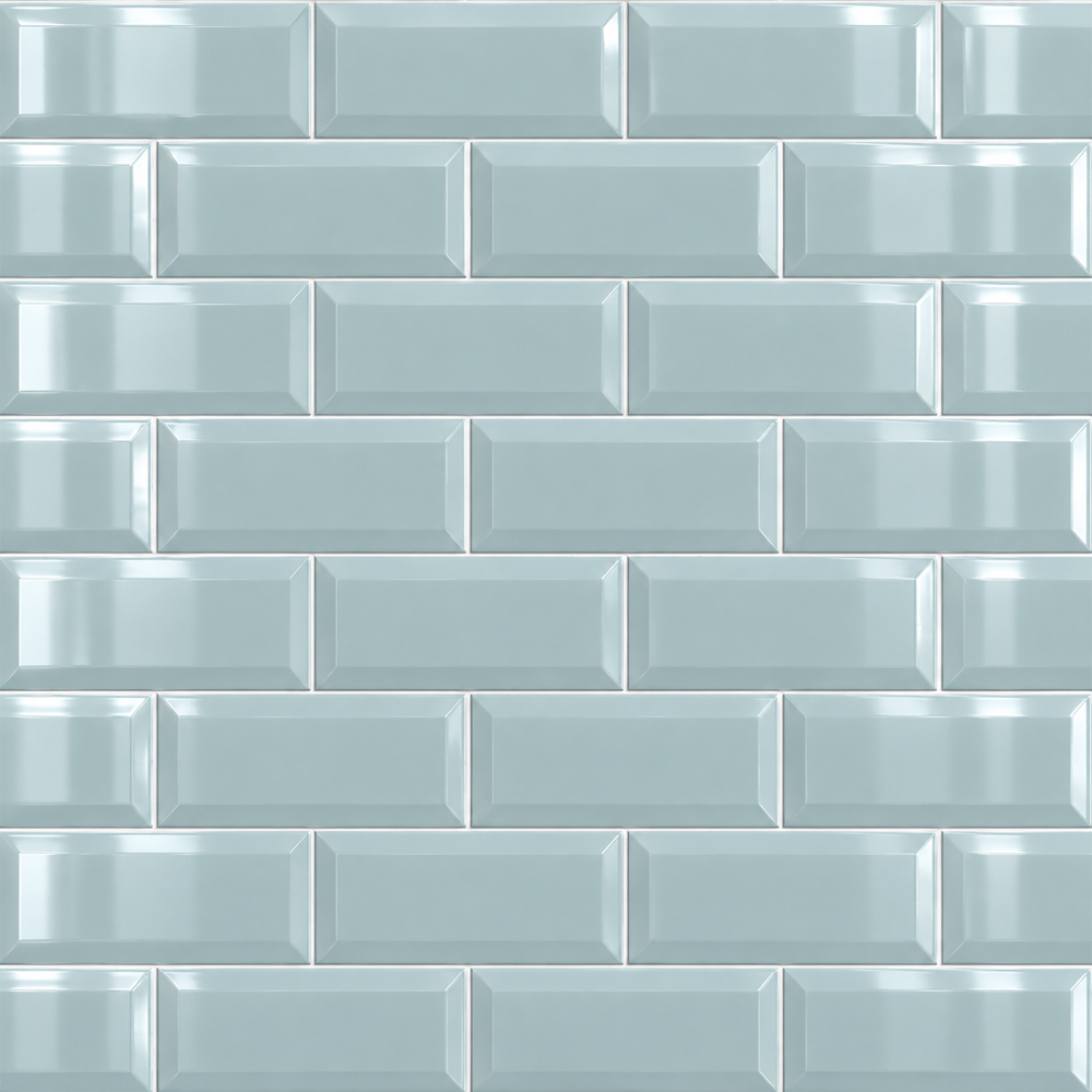 Go Bathrooms Metro Powdered Blue Gloss Ceramic Wall Tile 100 x 200mm 50 Pack Image 3