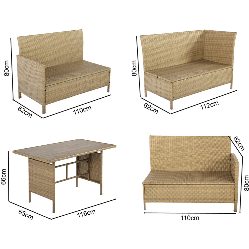 HGD Alia 6 Seater Brown and Grey Rattan Garden Corner Dining Sofa Set with Polywood Table Image 6