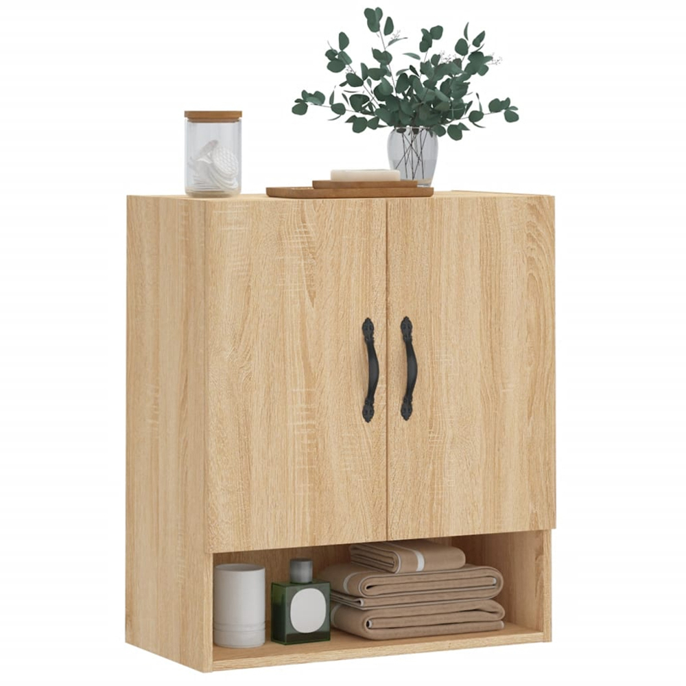 vidaXL 2 Door Single Shelf Sonoma Oak Wall Cabinet Image 3