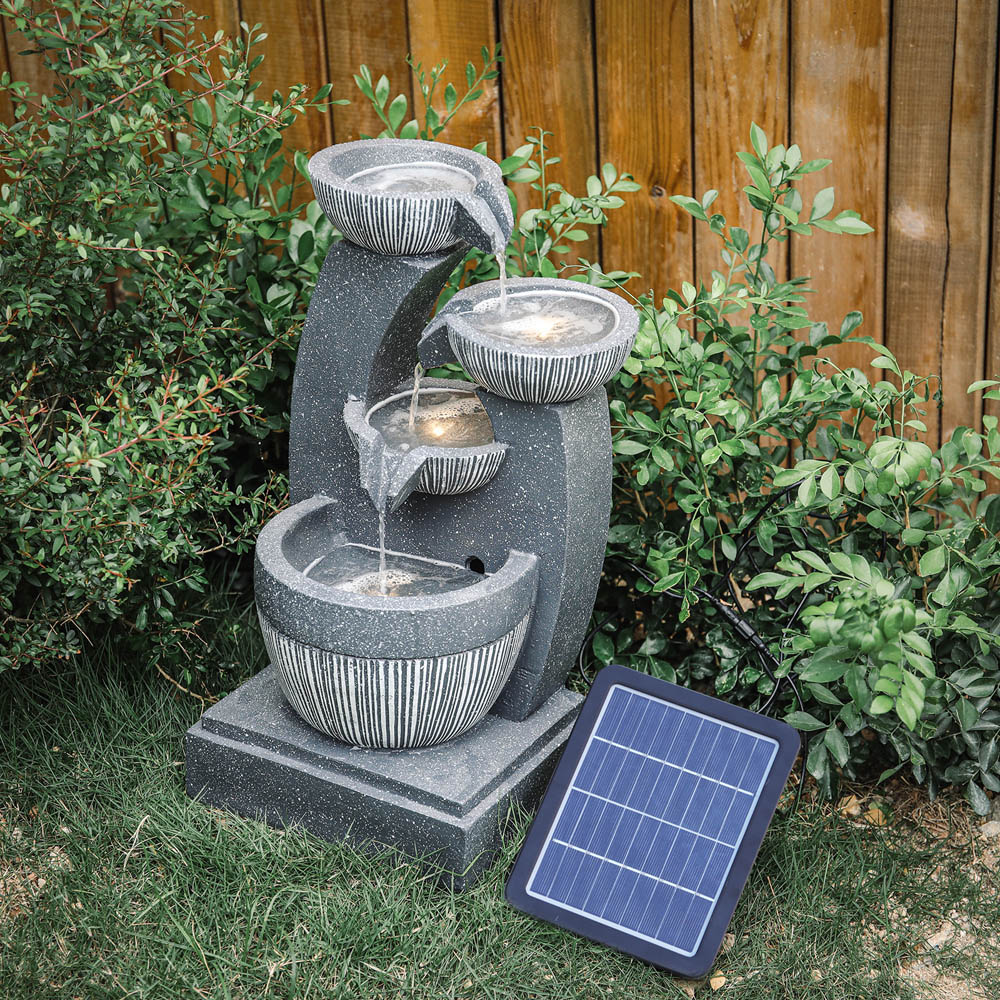 Living and Home Multi Tier Grey Rockery Fountain Image 2