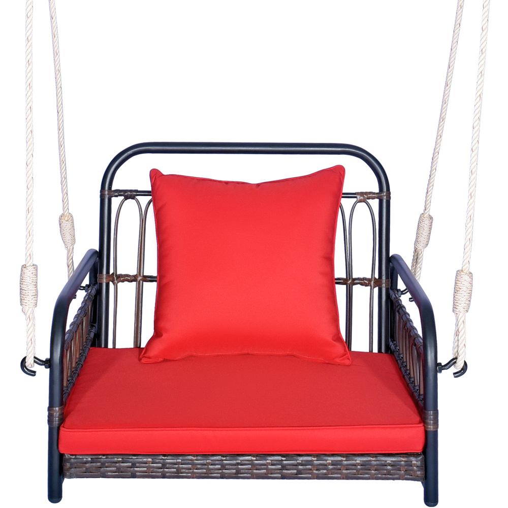 Costway Single Seater Red Garden Swing Chair Image 2