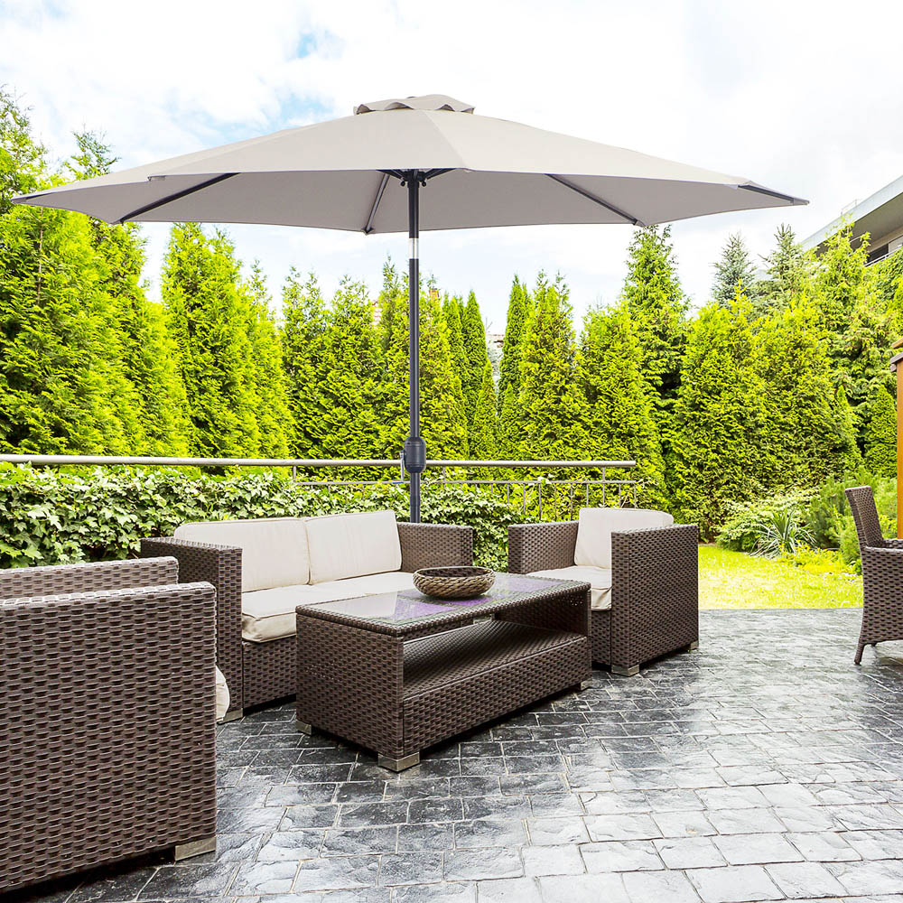 Outsunny Light Grey Crank and Tilt Parasol 3m Image 2