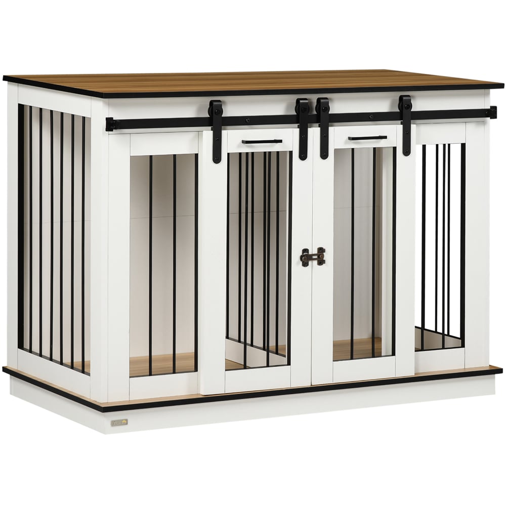 PawHut White Large Dog Pet Crate Side Table Image 1