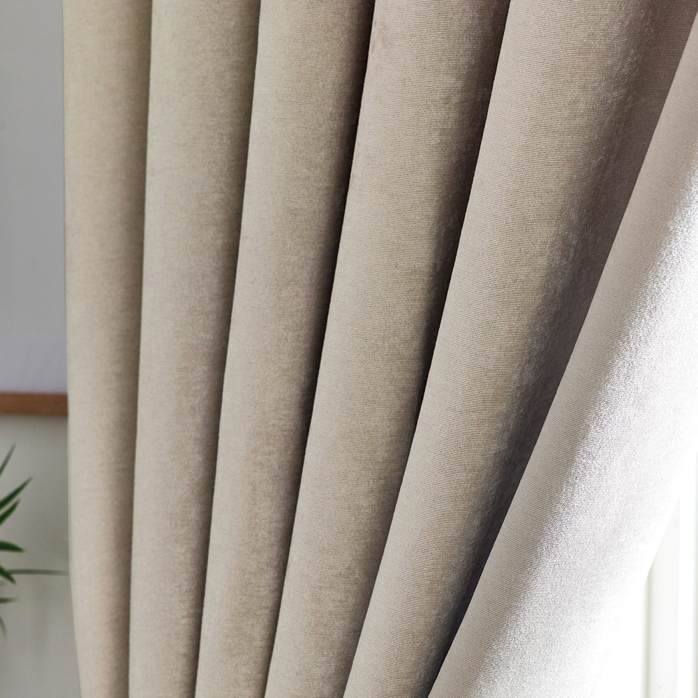 Alan Symonds Cream Chenille Blackout Ring Top Eyelet Curtains 168 x 229cm Image 3